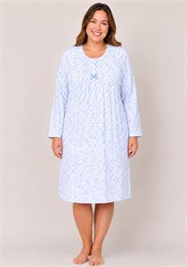 Ladies 40" Floral 100% Cotton Jersey Long Sleeve Nightdress